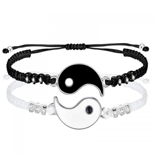Fashion Create Wax Cord Bracelets, Zinc Alloy, with Wax Cord, with 9.5CM extender chain, plated, Unisex & enamel Approx 17 cm 