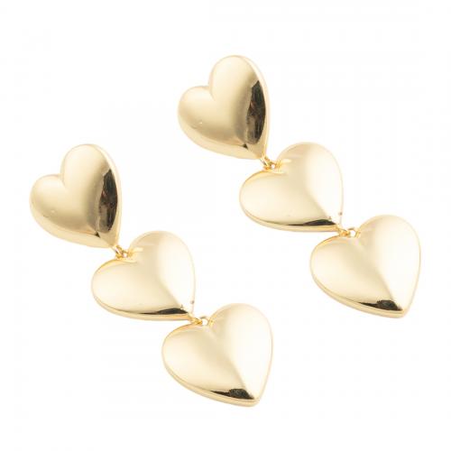 Brass Drop Earring, Heart, fashion jewelry & for woman, golden 