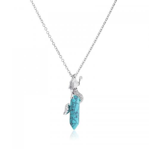 Gemstone Necklaces, Zinc Alloy, with Gemstone, with 5cm extender chain, fashion jewelry & Unisex Approx 46 cm 