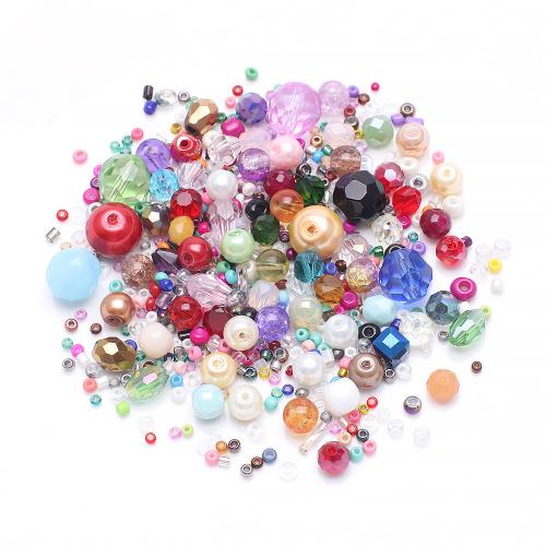 Mixed Glass Bead, plated, mixed pattern & DIY, multi-colored, Mix 6mm and 10mm 