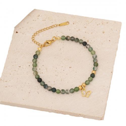 Crystal Bracelet, with Seedbead & Natural Stone & Brass & 304 Stainless Steel, with 2inch extender chain, gold color plated & for woman & enamel Approx 7 Inch 