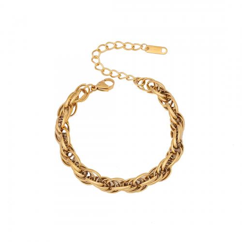 304 Stainless Steel Bracelet, with 2inch extender chain, gold color plated & for woman Approx 7 Inch 