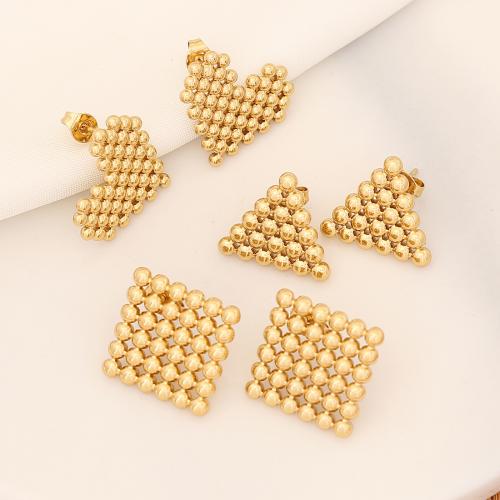 304 Stainless Steel Stud Earring, gold color plated & for woman, 20mm 
