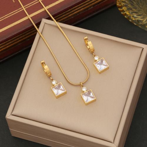 304 Stainless Steel Jewelry Set, Perfume Bottle, gold color plated & for woman & with rhinestone [