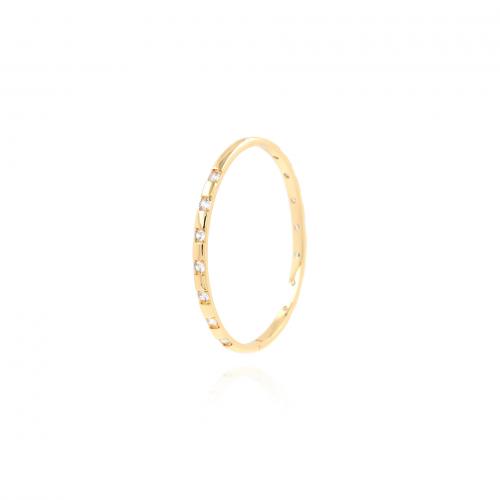 Brass Bangle, 18K gold plated, fashion jewelry & micro pave cubic zirconia & for woman 