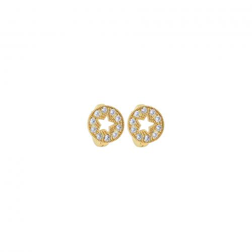 Cubic Zirconia Micro Pave Brass Earring, Flat Round, 18K gold plated, fashion jewelry & micro pave cubic zirconia & for woman & hollow 