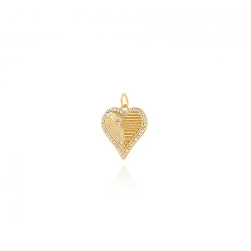 Cubic Zirconia Micro Pave Brass Pendant, Heart, 18K gold plated, fashion jewelry & DIY & micro pave cubic zirconia 