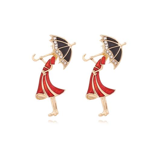 Enamel Zinc Alloy Stud Earring, Girl, gold color plated, fashion jewelry & for woman & with rhinestone 