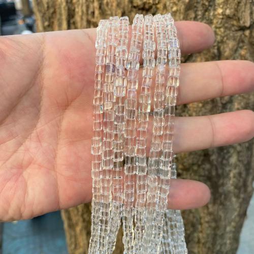 Natural Clear Quartz Beads, Cube, polished, DIY, clear Approx 40 cm, Approx 
