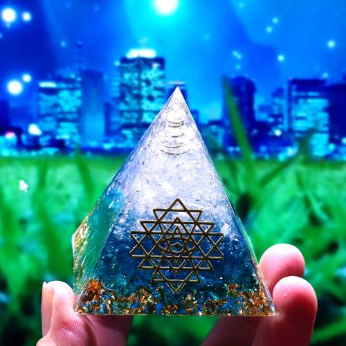 Resin Decoration, with brass wire & Gemstone, Pyramidal, epoxy gel, for home and office 