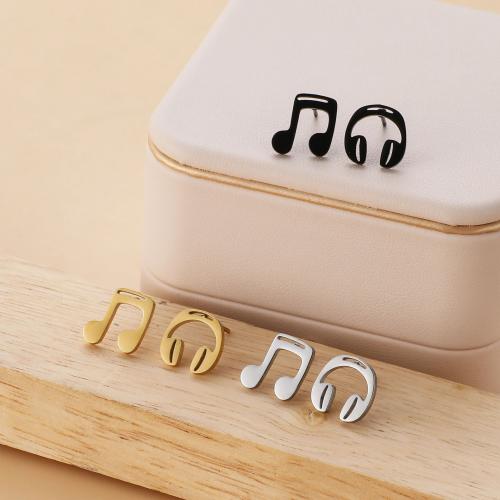 Stainless Steel Stud Earring, 304 Stainless Steel, Music Note, plated, for woman 