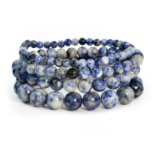 Gemstone Bracelets, Blue Speckle Stone, with Elastic Thread, handmade, fashion jewelry & for woman Approx 7.08-7.28 Inch 