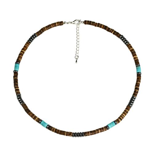 Gemstone Necklaces, Coco, with turquoise & Hematite, with 2 Inch extender chain, handmade, fashion jewelry & for man Approx 18.5 Inch 