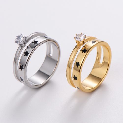 Rhinestone Stainless Steel Finger Ring, 304 Stainless Steel, plated & for woman & epoxy gel & with rhinestone 