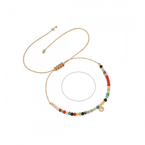 cristal bracelet, avec Cuivre & cordon de polyester, Placage de couleur d'or, Style bohème & pour femme, plus de couleurs à choisir Environ 11.8 pouce, Vendu par PC