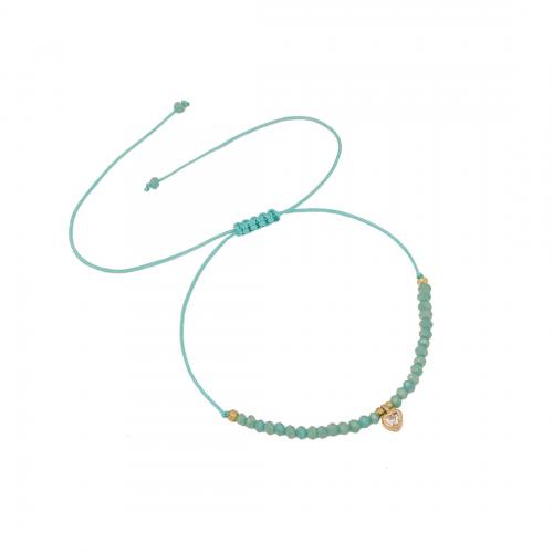 cristal bracelet, avec Cuivre & cordon de polyester, coeur, Style bohème & pour femme, plus de couleurs à choisir Environ 11.8 pouce, Vendu par PC
