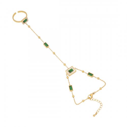 304 Edelstahl Ringarmband, mit Glassteine, goldfarben plattiert, verschiedene Stile für Wahl & für Frau, Größe:8, verkauft von PC
