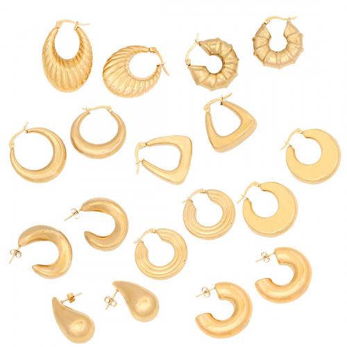304 Stainless Steel Lever Back Earring, Geometrical Pattern, gold color plated & for woman, earring length 15-40mm 