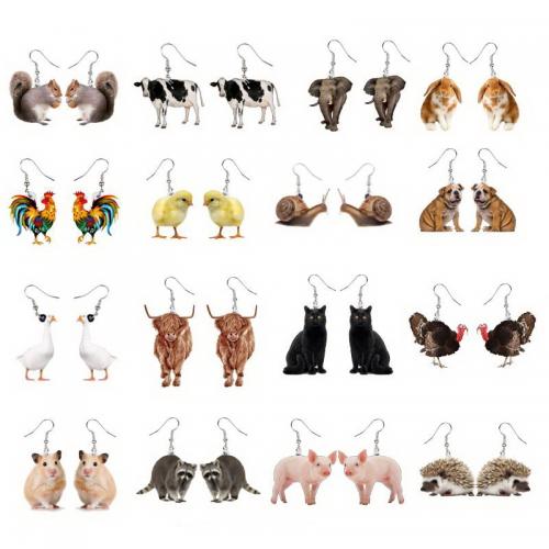 Acrylique Boucle d'oreille goutte, animal, styles différents pour le choix & pour femme, Vendu par paire