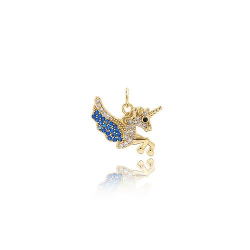 Cubic Zirconia Micro Pave Brass Pendant, Unicorn, plated, fashion jewelry & DIY & micro pave cubic zirconia 