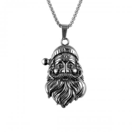 Stainless Steel Jewelry Necklace, 304 Stainless Steel, Santa Claus, fashion jewelry & for man 