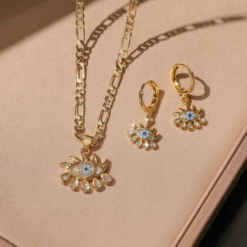 Brass Jewelry Set, with 5CM extender chain, gold color plated & for woman & with rhinestone cm 