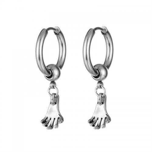 Titanium Steel Earrings, Foot, plated, fashion jewelry, silver color 