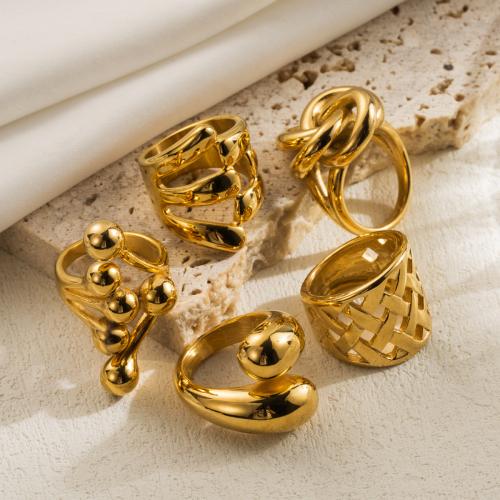 Stainless Steel Finger Ring, 304 Stainless Steel, 18K gold plated, fashion jewelry  & for woman 