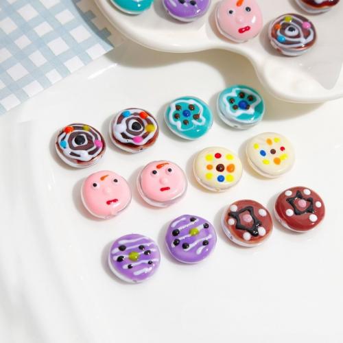 Mode Kunststoff-Perlen, Kunststoff Perlen, flache Runde, DIY & verschiedene Muster für Wahl & Emaille, 16mm, Bohrung:ca. 1mm, ca. 5PCs/Tasche, verkauft von Tasche