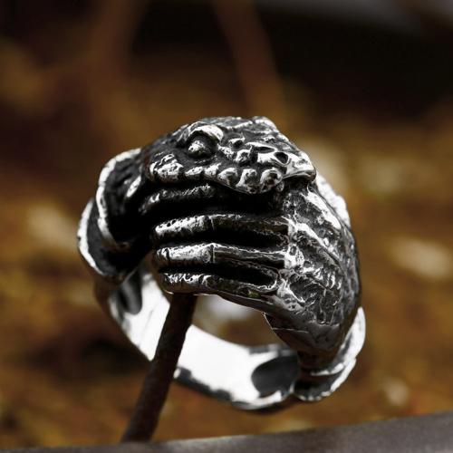 Titanium Steel Finger Ring, Hand, polished, vintage & for man, original color, US Ring 