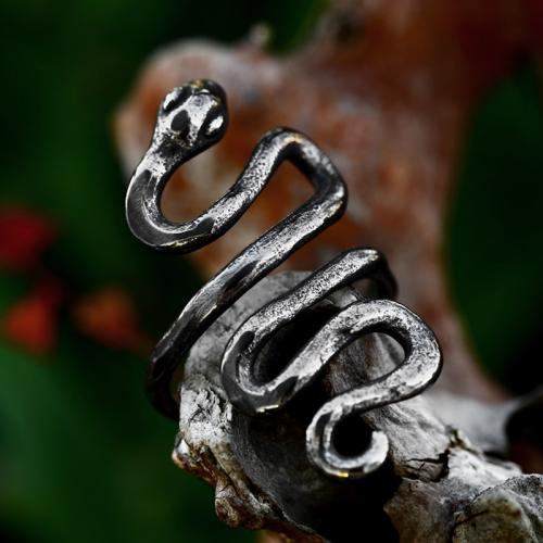 Titanium Steel Finger Ring, Snake, polished, vintage & for man, original color, US Ring 