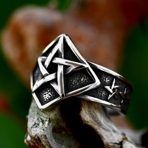 Titanium Steel Finger Ring, Star, polished, vintage & for man, original color, US Ring 