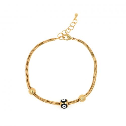 Brass Bracelets, with 4cm extender chain, 18K gold plated, fashion jewelry & Unisex & enamel Approx 17.5 cm 