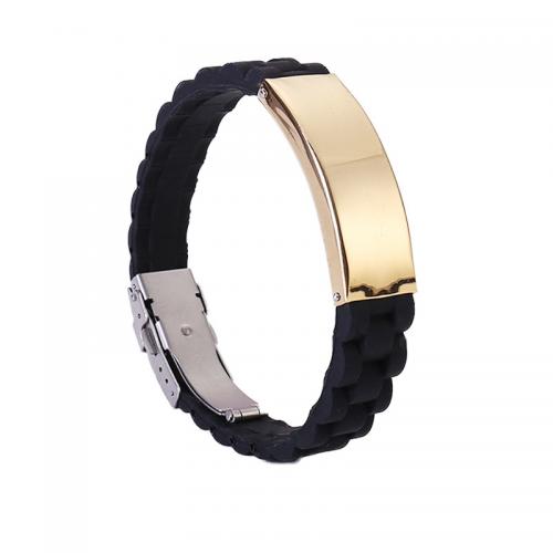 Silicone Stainless Steel Bracelets, with 304 Stainless Steel, fashion jewelry & for man 14mm 