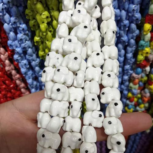 Tierische Porzellan Perlen, Elephant, DIY, keine, 11x14mm, 30PCs/Strang, verkauft von Strang