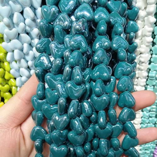 Plating Porzellan Bead, Herz, DIY, keine, 12x15mm, 25PCs/Strang, verkauft von Strang