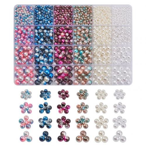 ABS Plastic Pearl Beads, with Plastic Box, Rectangle, DIY, mixed colors 