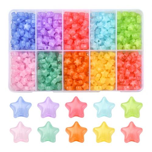 Jelly Style Acrylic Beads, with Plastic Box, Star, DIY, mixed colors 