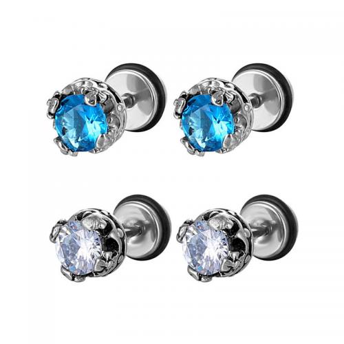 Titanium Steel Earrings, plated, fashion jewelry & with rhinestone 