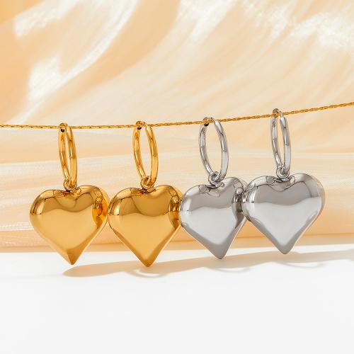 Stainless Steel Drop Earring, 304 Stainless Steel, Heart, plated & for woman 