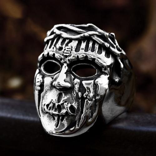Titanium Steel Finger Ring, Skull, polished, vintage & for man, original color, US Ring 