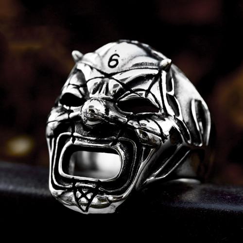 Titanium Steel Finger Ring, clown, polished, vintage & for man, original color, US Ring 