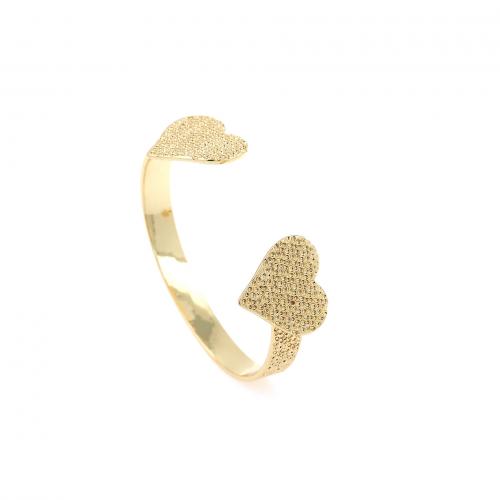 Brass Cuff Bangle, Heart, 18K gold plated, fashion jewelry & for woman Inner Approx 56mm 