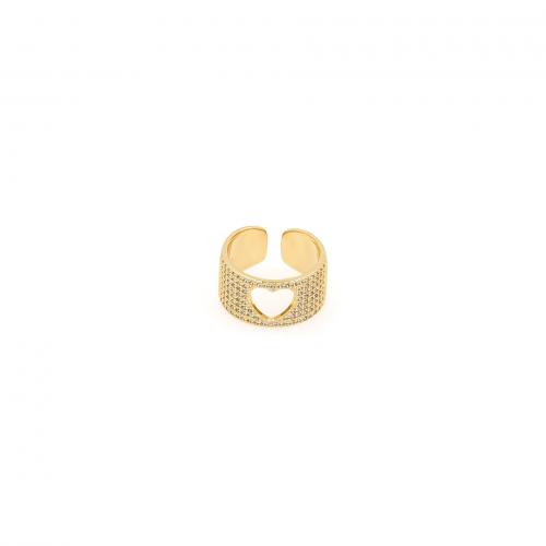 Anillo de dedo de cobre amarillo zirconia pavimenta Cubic, metal, 18K chapado en oro, Joyería & micro arcilla de zirconia cúbica & para mujer & hueco, inner diameter:17~20mm, Vendido por UD