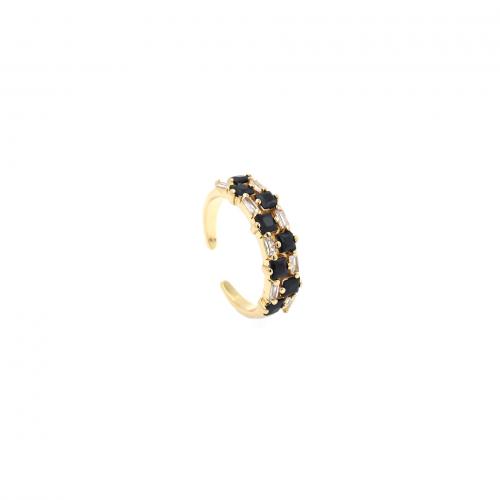 Цирконий Micro Pave Латунь палец кольцо, 18K позолоченный, ювелирные изделия моды & Мужская & инкрустированное микро кубического циркония, разноцветный, inner ~20mm, продается PC
