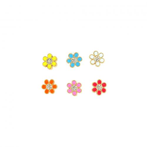 Cubic Zirconia Micro Pave Brass Beads, Flower, 18K gold plated, fashion jewelry & DIY & micro pave cubic zirconia & enamel 