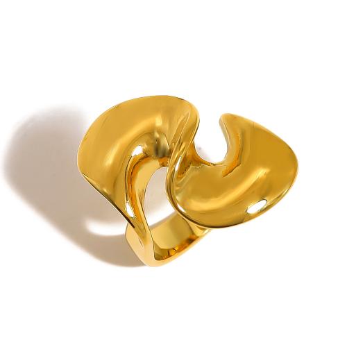 Anillo de dedo de acero Titanium de, Partículas de acero, Joyería & para mujer, dorado, Vendido por UD