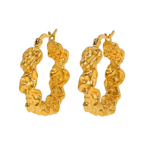 Titanium Steel Earrings, 18K gold plated, fashion jewelry & for woman, golden 