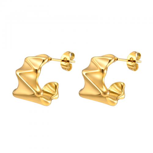 Stainless Steel Stud Earring, 304 Stainless Steel, 18K gold plated, fashion jewelry & for woman, golden, 16.7mm 