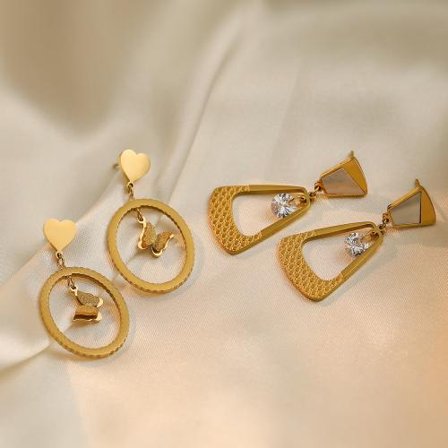 チタン鋼のイヤリング, チタン鋼, ファッションジュエリー & 異なるスタイルを選択 & 女性用, 金色, 売り手 ペア